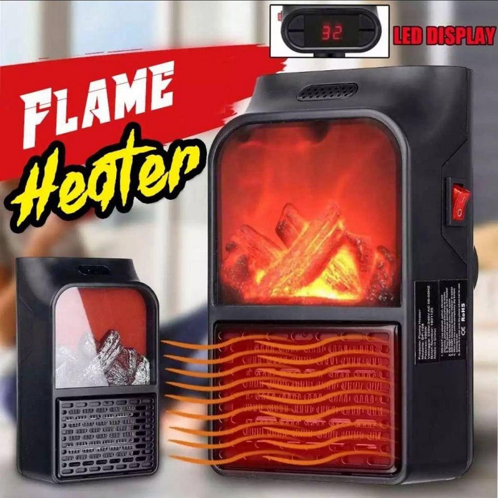 Flame Heater 1000W – Portable Electric Plug-in Room Heater with Flame Effect & Remote Control